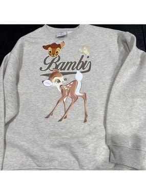 Bambi Graphic Crewneck Sweatshirt - Gray